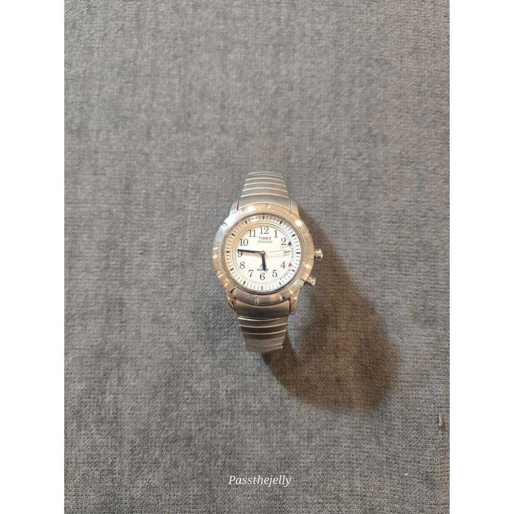 Vintage TIMEX Indiglo Alarm Silver Tone Men's Watch Shenmue